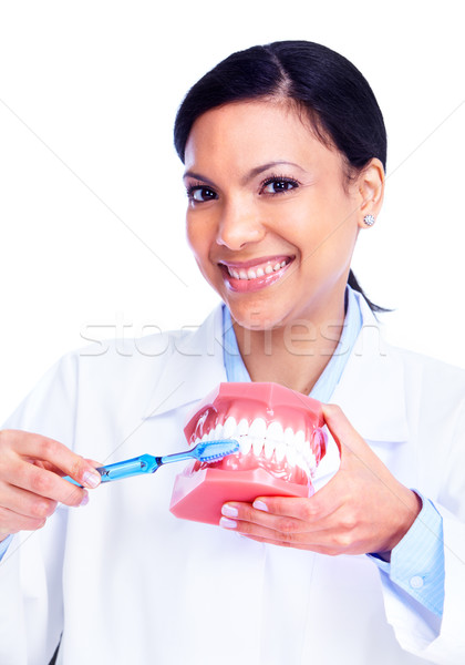 Stock fotó: Orvos · fogorvos · nő · izolált · fehér · üzlet