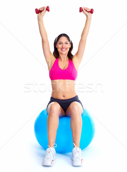 Jonge mooie fitness vrouw geïsoleerd witte vrouw Stockfoto © Kurhan