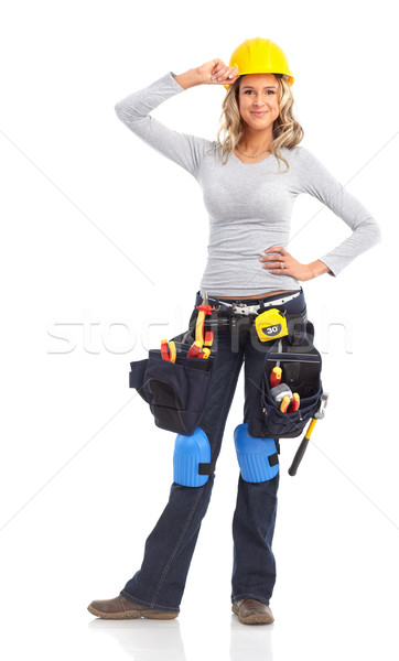 Construtor mulher jovem isolado branco negócio Foto stock © Kurhan