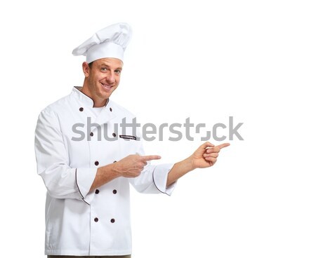 Foto stock: Chef · mulher · cópia · espaço · belo · isolado