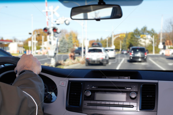 Stock foto: Hand · Mann · fahren · Autobahn · Fahrer · Versicherung