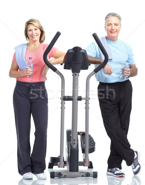 Gymnasium fitness glimlachend ouderen paar Stockfoto © Kurhan