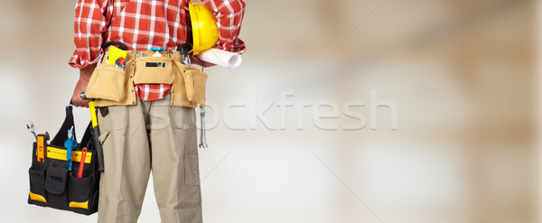 Back of handyman with a tool bag. Stock photo © Kurhan