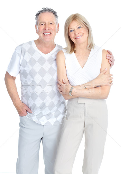 Foto stock: Casal · feliz · idoso · amor · isolado