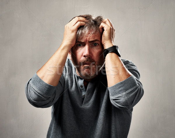 scared man face. Stock Photo