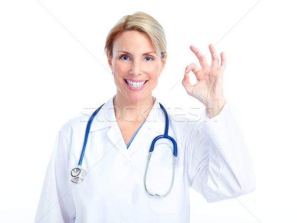 Orvos mosolyog orvosi izolált fehér nő Stock fotó © Kurhan