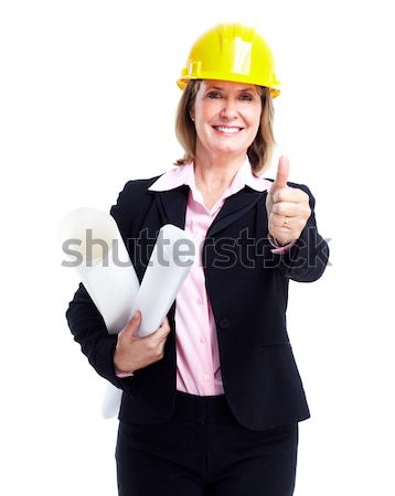 Stockfoto: Glimlachend · zakenvrouw · ingenieur · geïsoleerd · witte · business