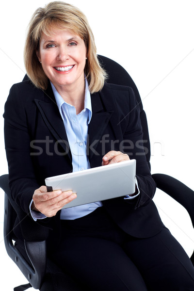 Zdjęcia stock: Uśmiechnięty · business · woman · odizolowany · biały · kobieta