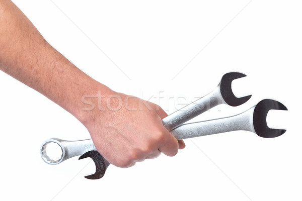 Hand of auto mechanic with wrench. Stock photo © Kurhan