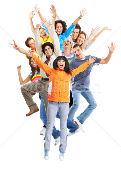 Szczęśliwych ludzi szczęśliwy funny skoki ludzi odizolowany Zdjęcia stock © Kurhan