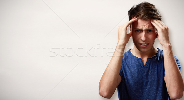 головная боль депрессия человека серый стены лице Сток-фото © Kurhan