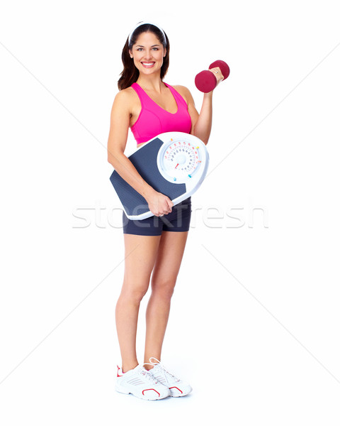 Fiatal gyönyörű fitnessz nő izolált fehér nő Stock fotó © Kurhan
