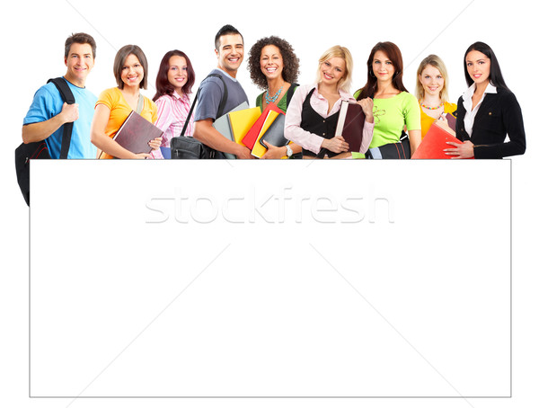 Diákok nagyobb csoport mosolyog fehér üzlet iskola Stock fotó © Kurhan