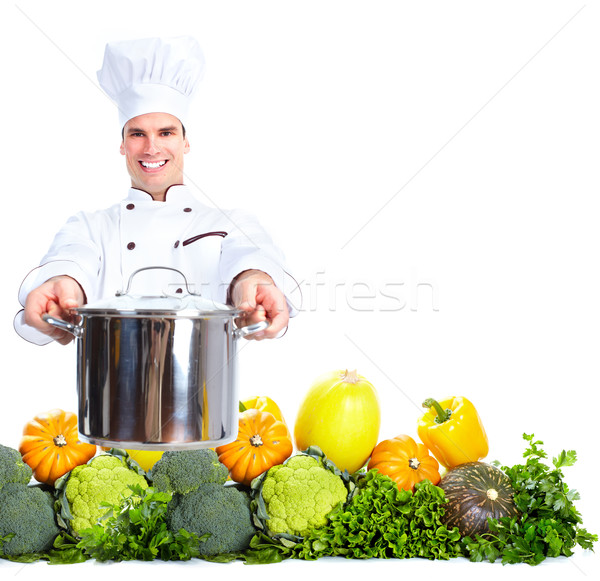 Chef glimlachend geïsoleerd witte restaurant Stockfoto © Kurhan
