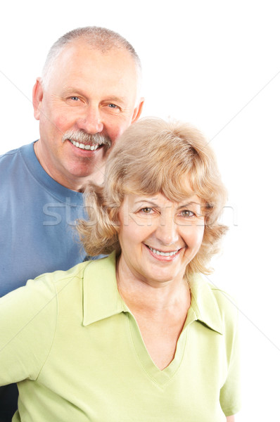 [[stock_photo]]: âgées · couple · heureux · amour · isolé · blanche