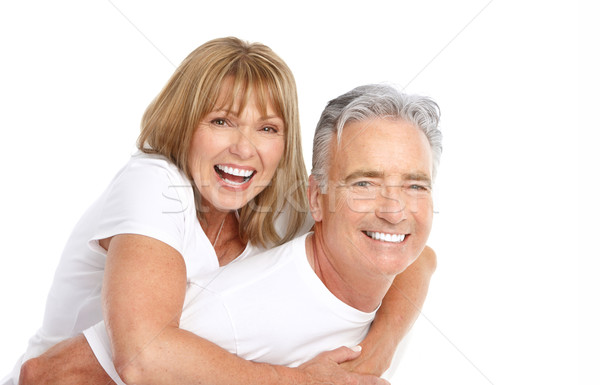 Cuplu fericit dragoste sănătos dinţi Imagine de stoc © Kurhan