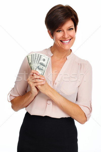 Reife Frau Dollar Geld isoliert weiß Stock foto © Kurhan