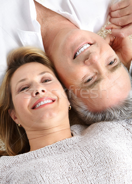 Stok fotoğraf: Yaşlılar · çift · mutlu · sevmek · sağlıklı · dişler