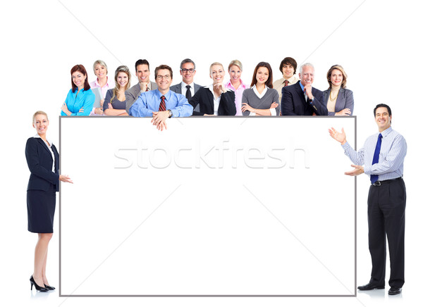Сток-фото: деловые · люди · команда · группа · улыбаясь · плакат · бизнес-команды
