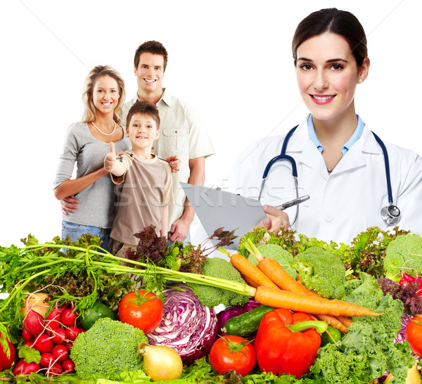 Arzt Ernährungsberaterin Familie Gemüse gesunde Ernährung Ernährung Stock foto © Kurhan