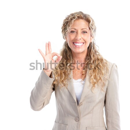 Business woman lächelnd isoliert weiß Business Arbeit Stock foto © Kurhan