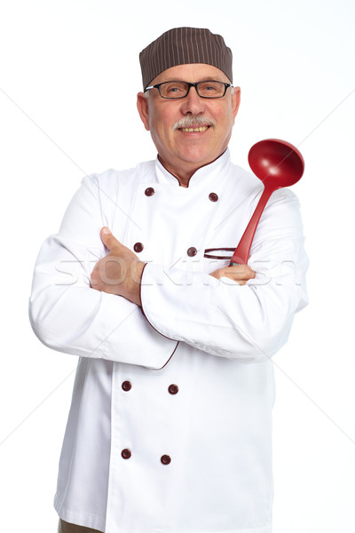 Stockfoto: Chef · pollepel · volwassen · professionele · man · geïsoleerd