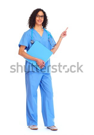 Medical doctor woman presenting copy space. Stock photo © Kurhan