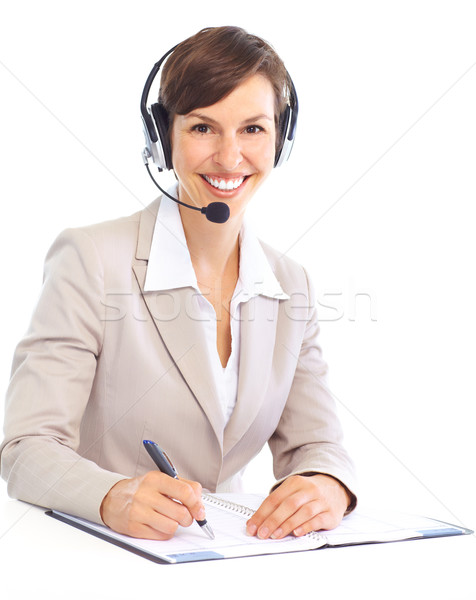 Call center operatör güzel iş kadını kulaklık Stok fotoğraf © Kurhan