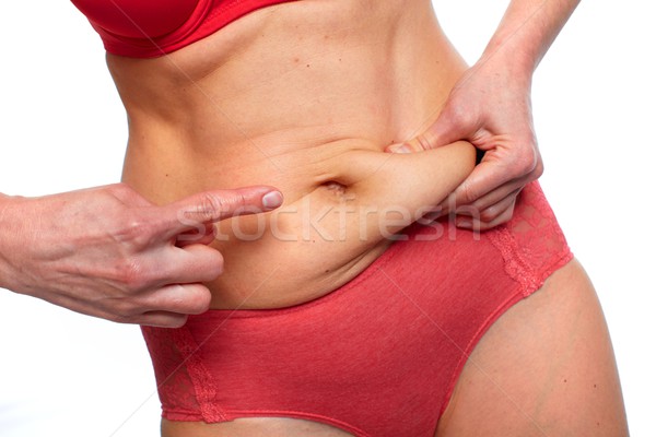Foto stock: Grasa · estómago · mujer · vientre · sobrepeso