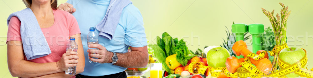 Couple de personnes âgées bouteille eau supérieurs homme femme [[stock_photo]] © Kurhan