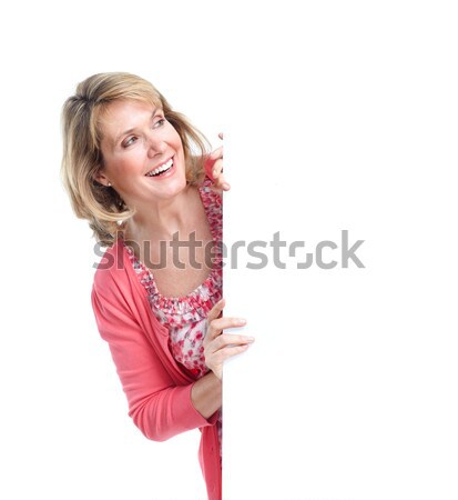 Idős mosolygó nő szalag fehér nő mosoly Stock fotó © Kurhan