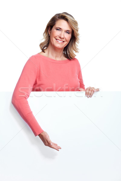 Senior woman with a banner. Stock photo © Kurhan