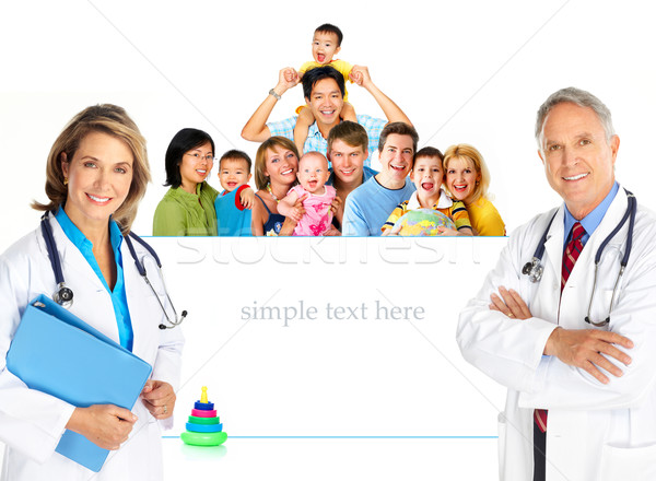 Stock foto: Familie · Arzt · lächelnd · medizinischen · Ärzte · jungen