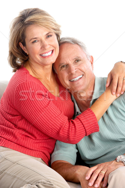Idős idősek pár boldog izolált fehér Stock fotó © Kurhan