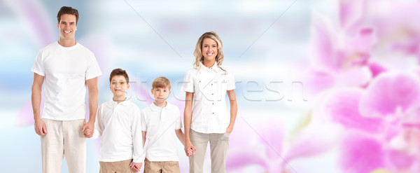 Familia feliz ninos azul resumen familia hombre Foto stock © Kurhan