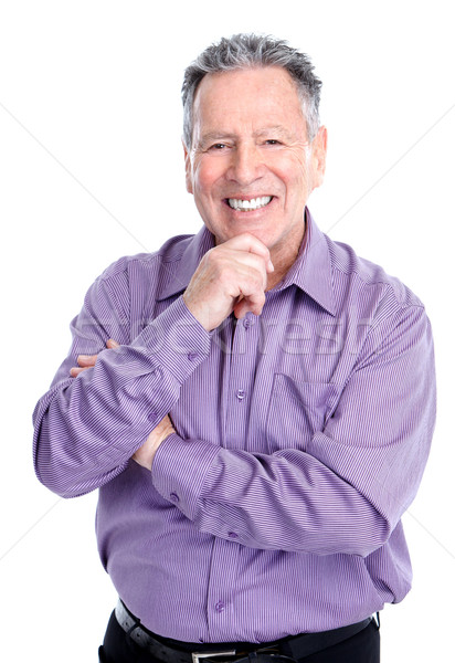 Starszych człowiek uśmiechnięty szczęśliwy odizolowany biały Zdjęcia stock © Kurhan