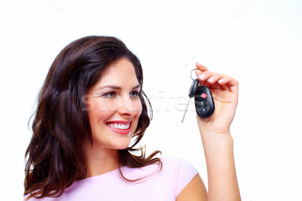 Femme clés de voiture isolé blanche affaires fille [[stock_photo]] © Kurhan