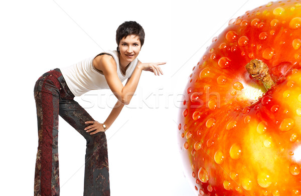 Stock photo: Young woman with apple