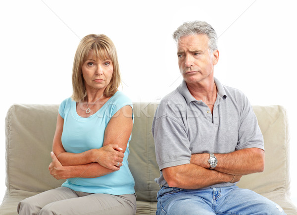 Rozwód smutne starszych para odizolowany biały Zdjęcia stock © Kurhan