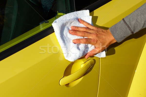 Samochodu wosk tkaniny strony mycia woskowanie Zdjęcia stock © Kurhan