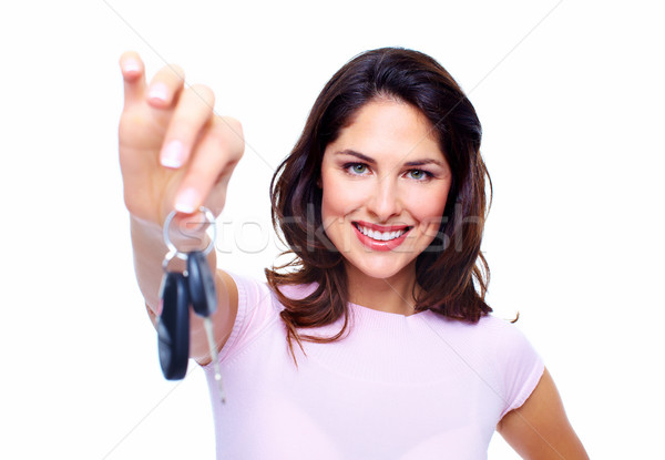 Mujer las llaves del coche aislado blanco negocios nina Foto stock © Kurhan