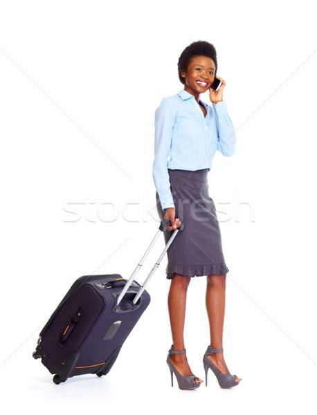 Stock photo: African business woman with suitcase