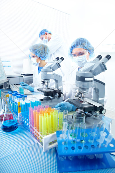 Foto stock: Laboratorio · ciencia · equipo · de · trabajo · mujer · hombre