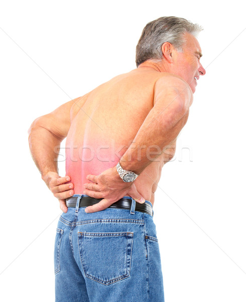 Hátfájás férfi izolált fehér gyógyszer idős Stock fotó © Kurhan