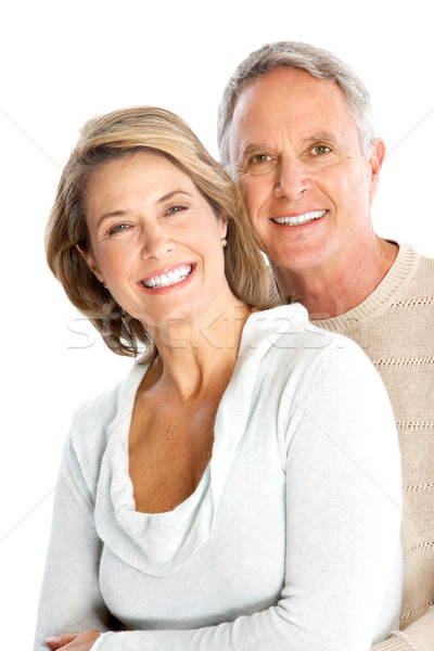 Idősek boldog pár szeretet izolált fehér Stock fotó © Kurhan