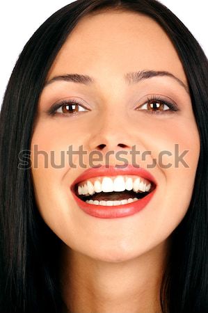 Női arc mosolyog fiatal nő arc tökéletes fogak Stock fotó © Kurhan