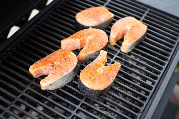 Saumon poissons barbecue cuisson alimentaire été Photo stock © Kurhan