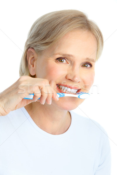 Zdjęcia stock: Kobieta · szczoteczka · piękna · starsza · kobieta · zdrowia · zęby