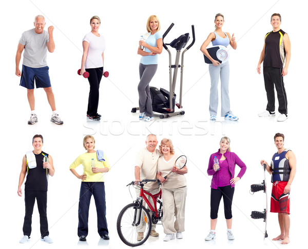 [[stock_photo]]: Groupe · fitness · personnes · santé · sport · isolé