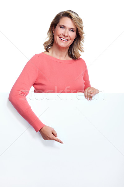 Senior woman with a banner. Stock photo © Kurhan
